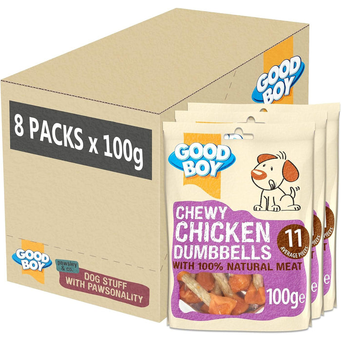 8 x 100g Good Boy Chewy Chicken Dumbbells Full Case