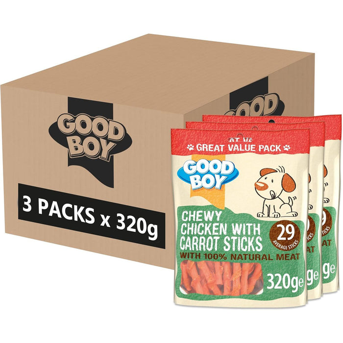 3 x Good Boy Chewy Chicken With Carrot Sticks 320g