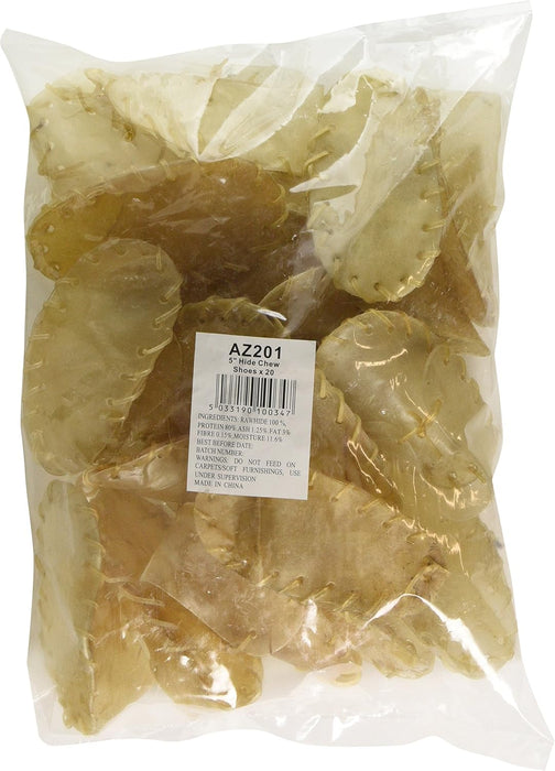 Dog Life 5" Small Rawhide Shoe Chews Pack Of 20