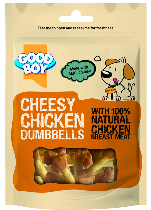 Good Boy Cheesy Chicken Dumbbells 80g Case Of 10
