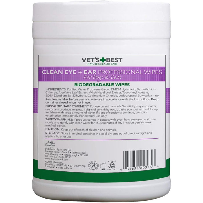 Vet's Best Clean Eye And Ear Wipes 160 Pack