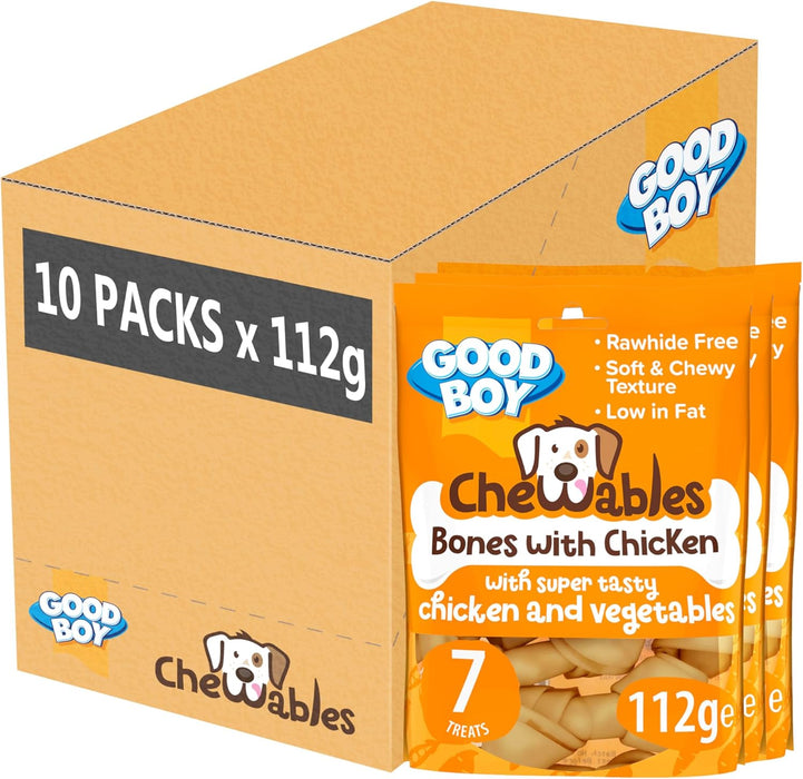 10 x Good Boy Chewables Bones With Chicken 112g Full Case