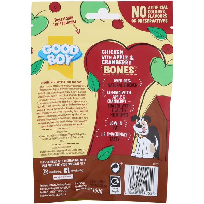 10 x Good Boy Super Licious Chicken With Apple And Cranberry Bones 100g