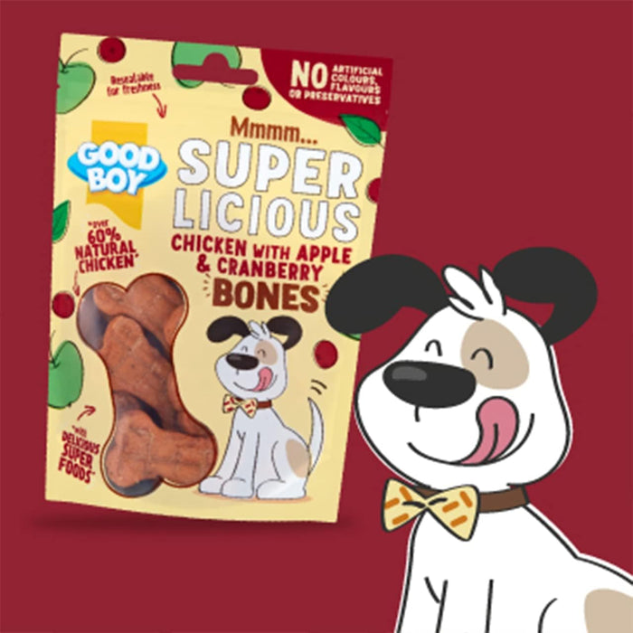 10 x Good Boy Super Licious Chicken With Apple And Cranberry Bones 100g