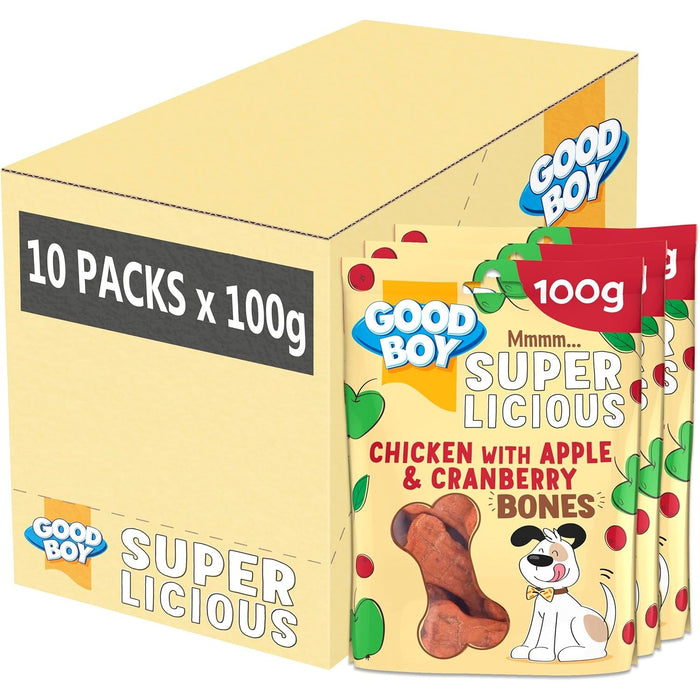 10 x Good Boy Super Licious Chicken With Apple And Cranberry Bones 100g