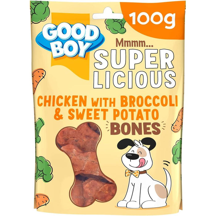 10 x Good Boy Super Licious Chicken With Broccoli And Sweet Potato Bones 100g