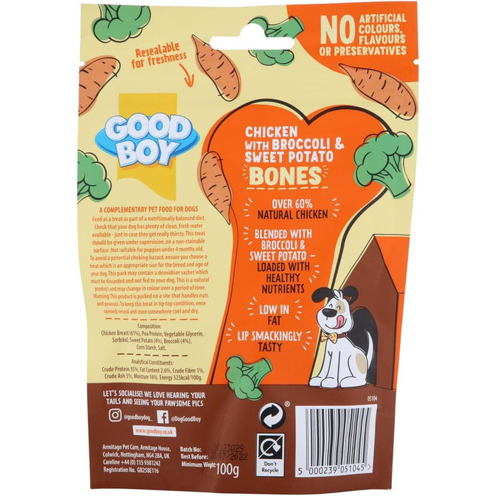 10 x Good Boy Super Licious Chicken With Broccoli And Sweet Potato Bones 100g