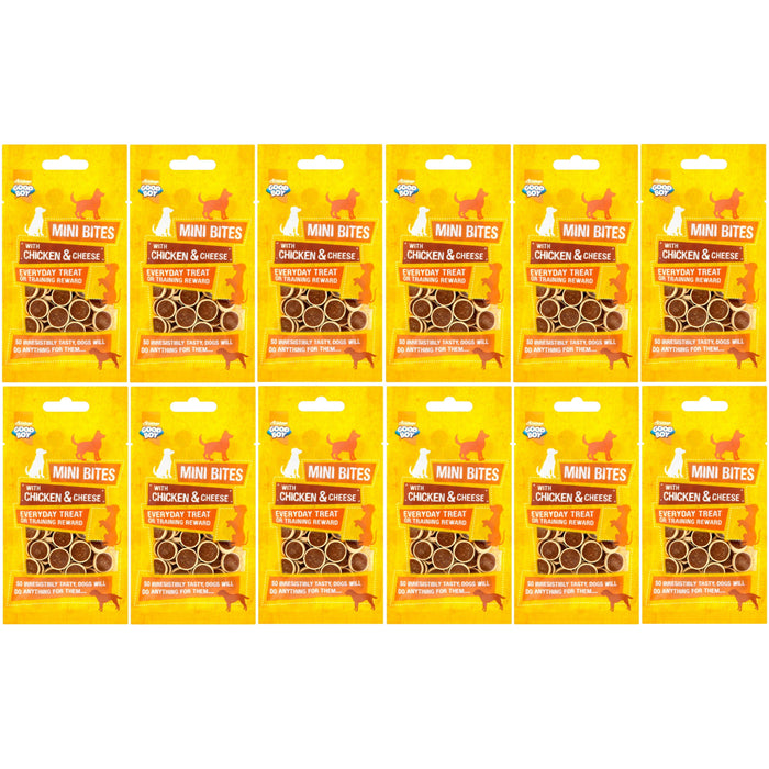 Case of 12 Good Boy Mini Bites With Chicken And Cheese 70g