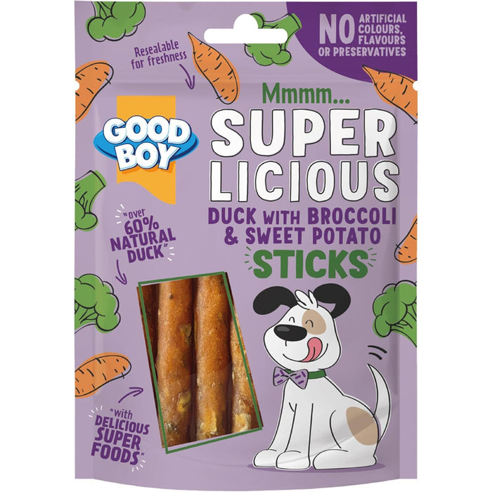 14 x Good Boy Super Licious Duck With Broccoli And Sweet Potato Sticks 70g