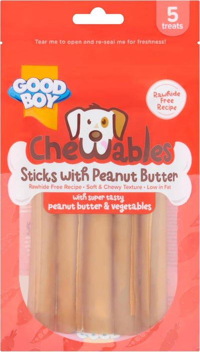 18 x Good Boy Chewables Sticks WIth Peanut Butter 100g Full Case