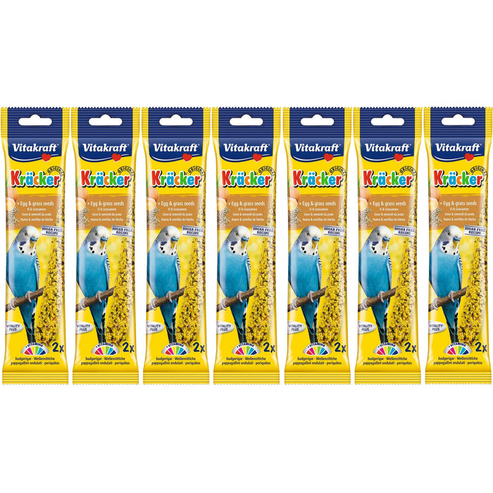 Vitakraft Kracker Egg And Grass Seeds Budgie Fruit Sticks Case Of 7 Packs