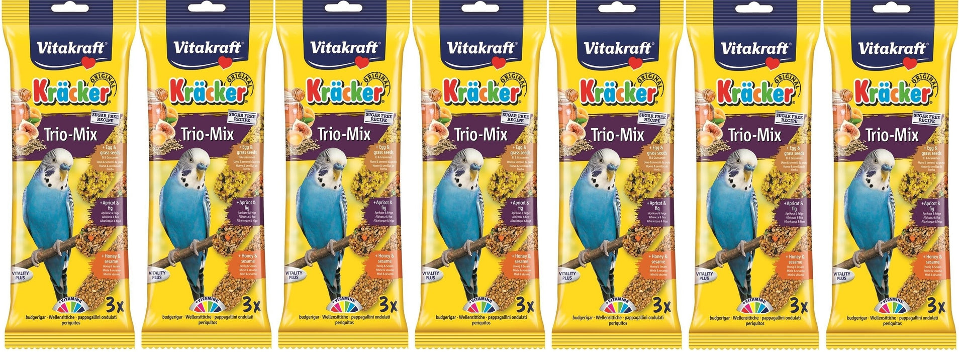 Vitakraft Kracker Budgie Trio Sticks Egg Honey Apricot Case Of 7 Packs