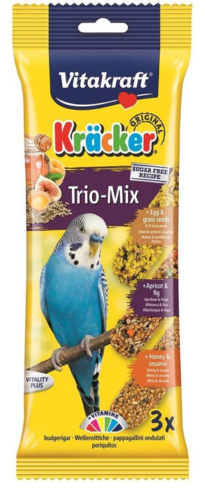 Vitakraft Kracker Budgie Trio Sticks Egg Honey Apricot Case Of 7 Packs