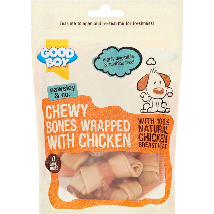 8 x Good Boy Chewy Bones Wrapped WIth Chicken 126g Full Case
