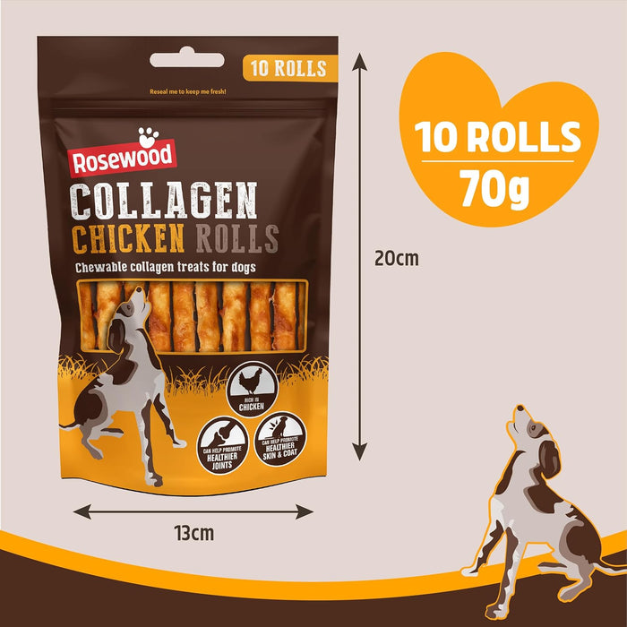 Rosewood Collagen Chicken Rolls For Dogs (Full Case of 12 Packs)