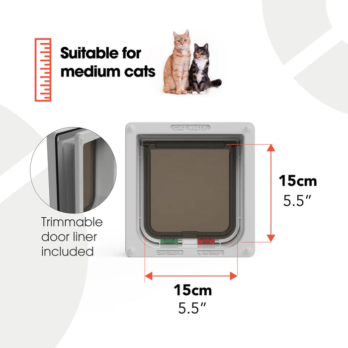 Cat Mate White 4 Way Locking Cat Flap With Liner (235W)