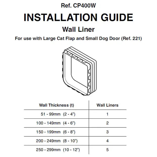 Cat Mate Large Pet Flap Wall Liner Extension Tunnel