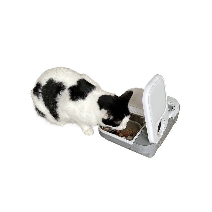 Closer Pets C200 Two Meal Automatic Dry and Wet Food Pet Feeder With Stainless Steel Bowls