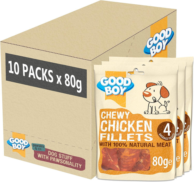 10 x Good Boy Chewy Chicken Fillets 80g Full Case