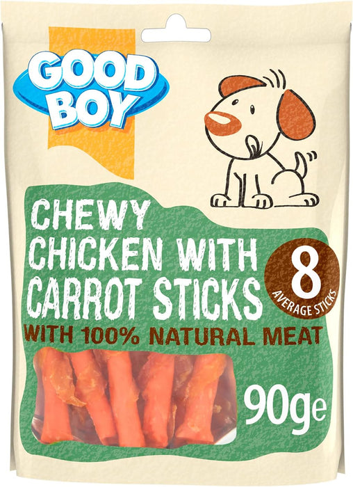 10 x Good Boy Chewy Chicken With Carrot Sticks 90g Full Case