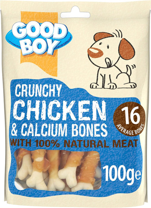 8 x Good Boy Crunchy Chicken And Calcium Bones 100g Full Case