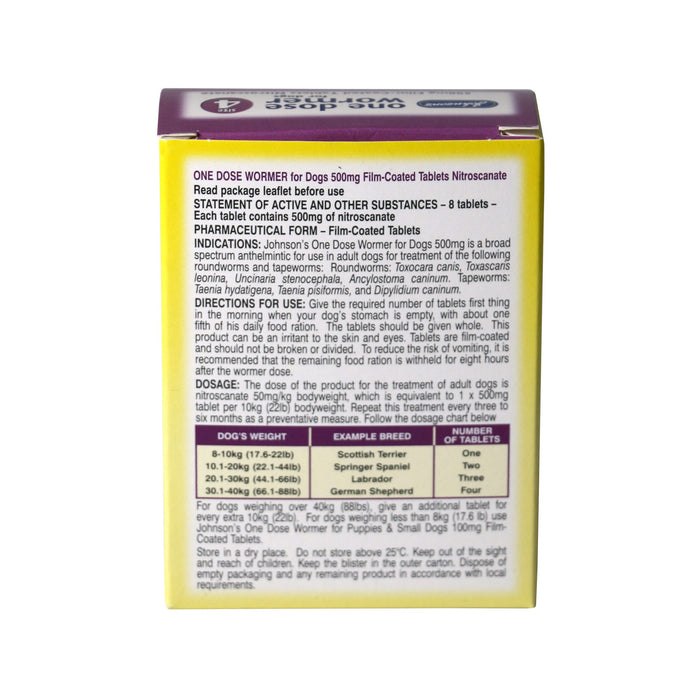 Johnsons One Dose Wormer For Dogs Multipack