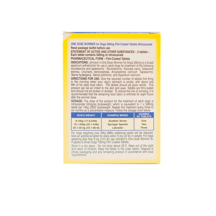 Johnsons One Dose Wormer For Medium Dogs