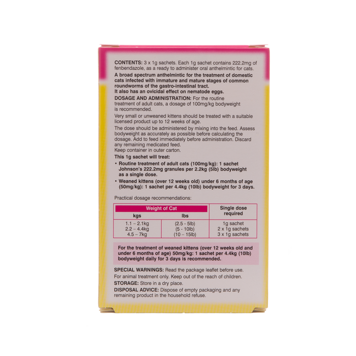 Johnsons Easy Round Wormer Granules For Cats And Kittens