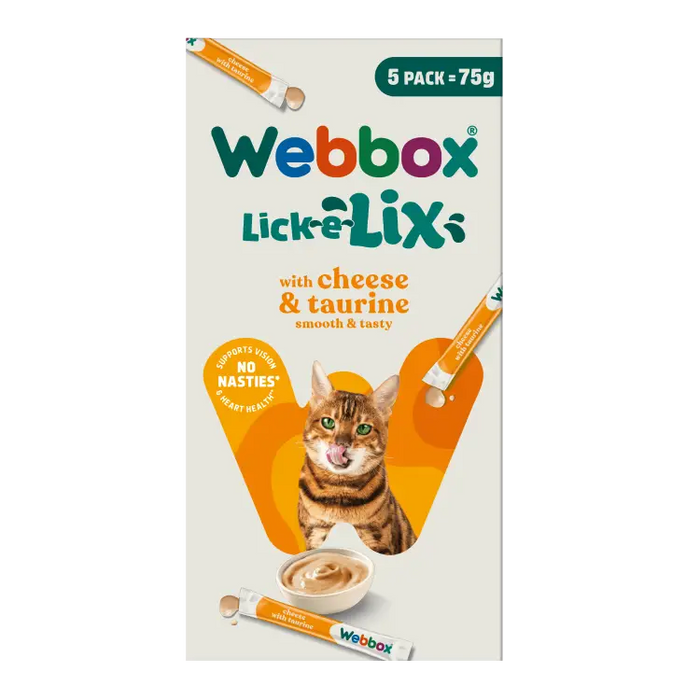 Webbox Lick-E-Lix Cheese And Taurine Cat Treats (5 x 15g)