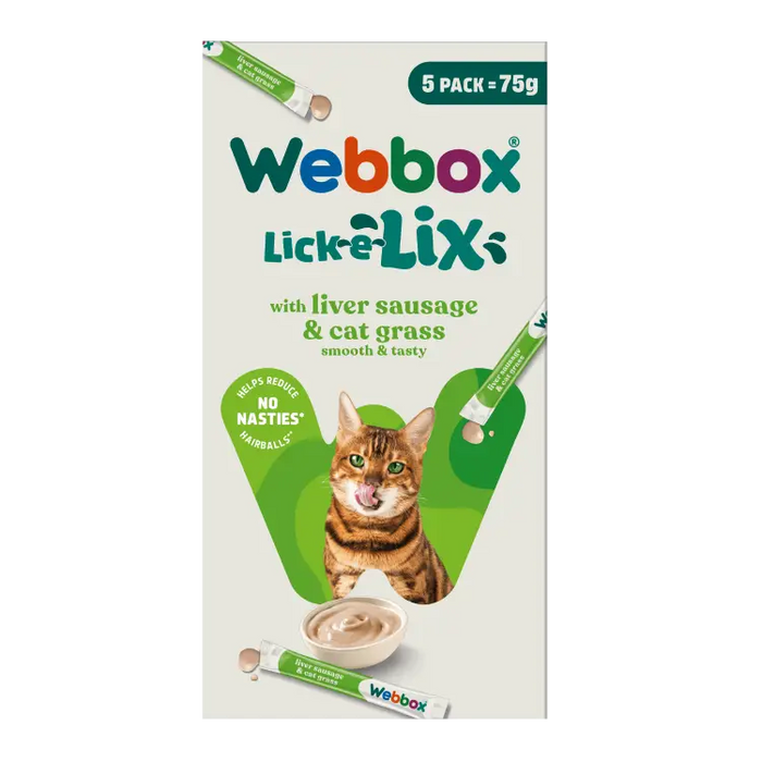 Webbox Lick-E-Lix Liver Sausage And Cat Grass Cat Treats (5 x 15g)
