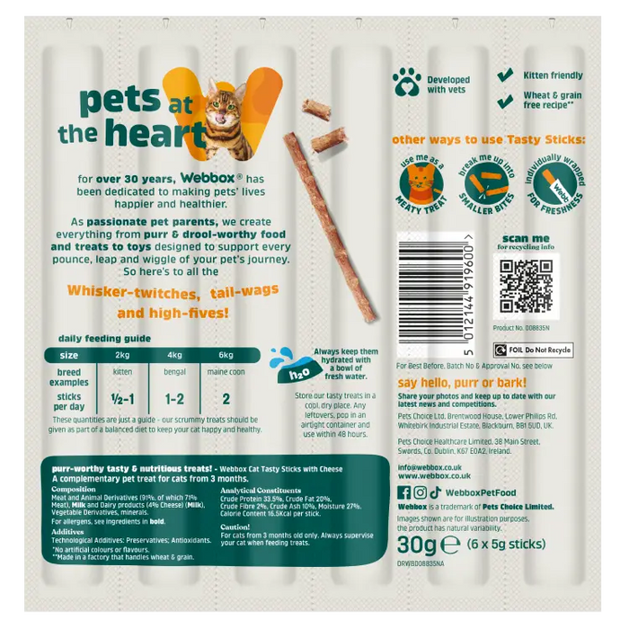 Webbox Cat Tasty Sticks With Cheese (6 x 5g)
