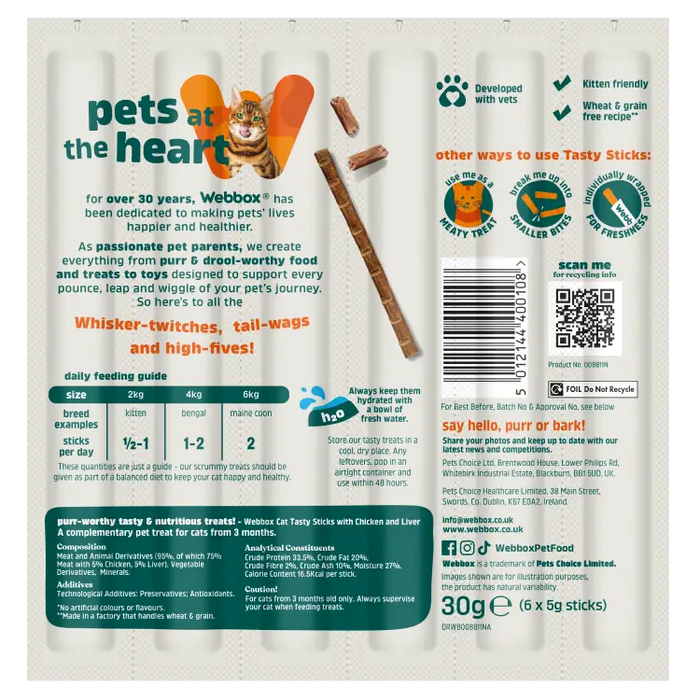 Webbox Cat Tasty Sticks With Chicken And Liver (6 x 5g)