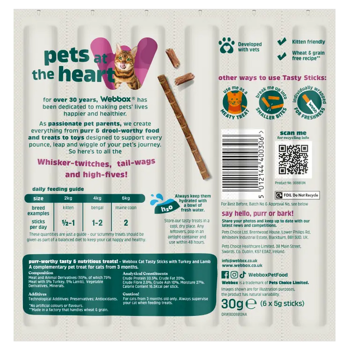 Webbox Cat Tasty Sticks With Turkey And Lamb (6 x 5g)