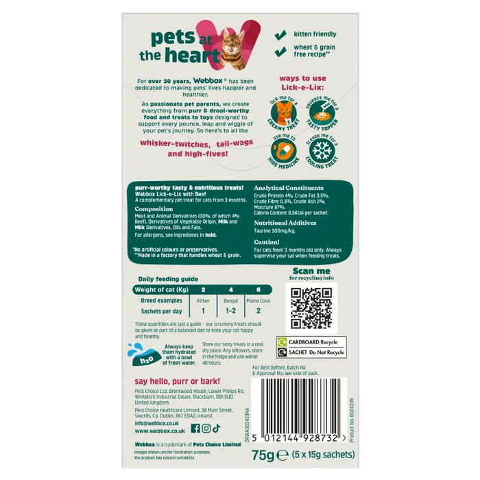 Webbox Lick-E-Lix Beef Cat Treats (5 x 15g)