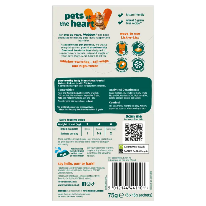 Webbox Lick-E-Lix Chicken Cat Treats (5 x 15g)