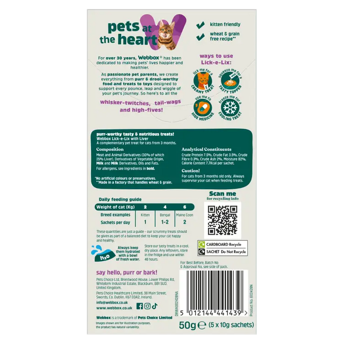 Webbox Lick-E-Lix Liver Cat Treats (5 x 15g)