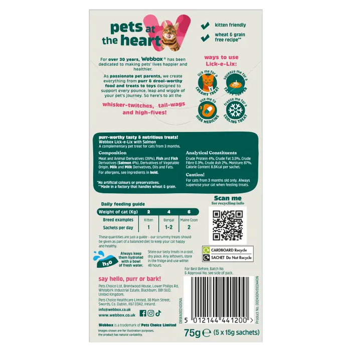 Webbox Lick-E-Lix Salmon Cat Treats (5 x 15g)