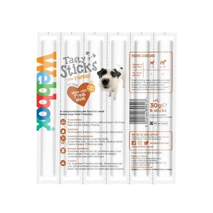 Webbox Small Dog Tasty Sticks With Turkey (6 x 5g)