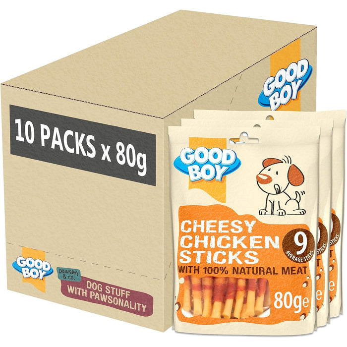 10 x Good Boy Cheesy Chicken Sticks 80g Case