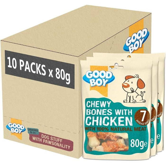 10 x Good Boy Chewy Bones WIth Chicken 80g Full Case