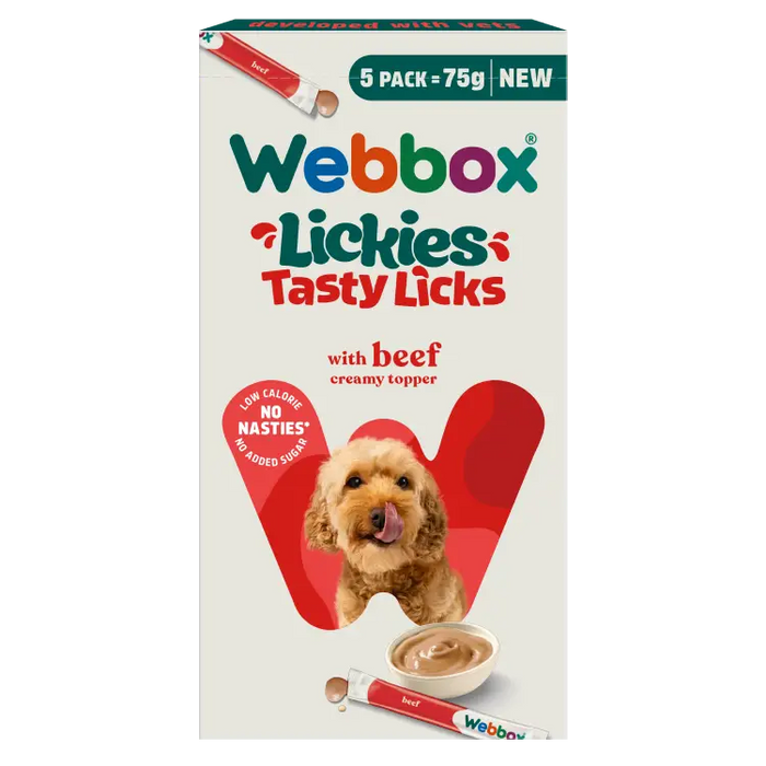 Webbox Lickies Tasty Licks With Beef Dog Treats (5 x 15g)