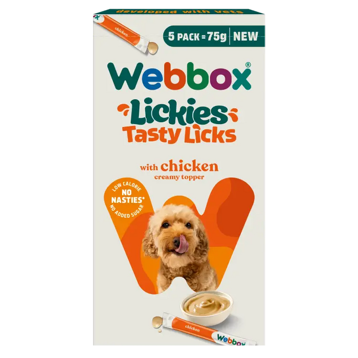 Webbox Lickies Tasty Licks With Chicken Dog Treats (5 x 15g)