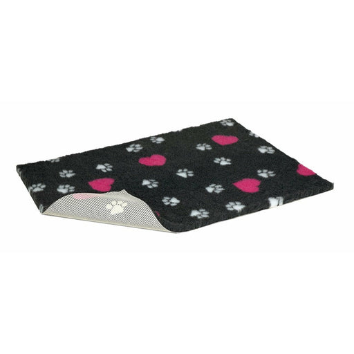 Vetbed Non-Slip Charcoal With Cerise Hearts And White Paws